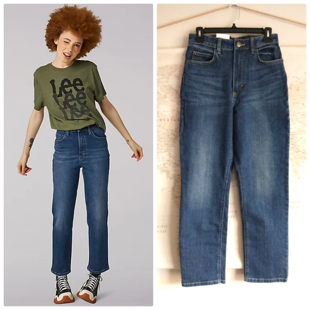 *NEW* LEE High Rise Straight Leg Ankle Jeans in Dark Wash, Size 27" Waist